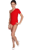 BODY DANZA LYCRA MONOSPALLA MEZZA MANICA ROSSO BAMBINA